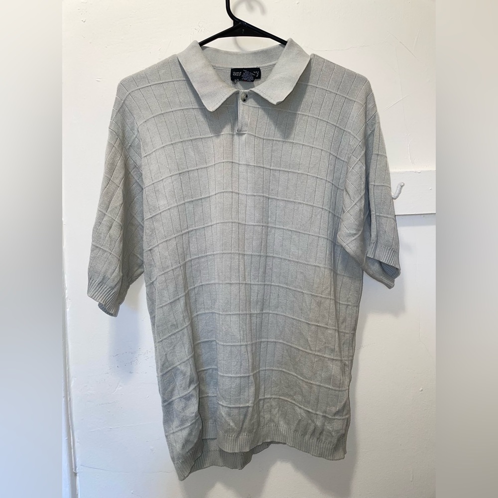 Anthology Men’s Short Sleeve 75% Silk 25% Cotton Polo Shirt Grey Large